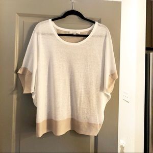 LOFT: M Cream/tan linen blend short sleeve sweater